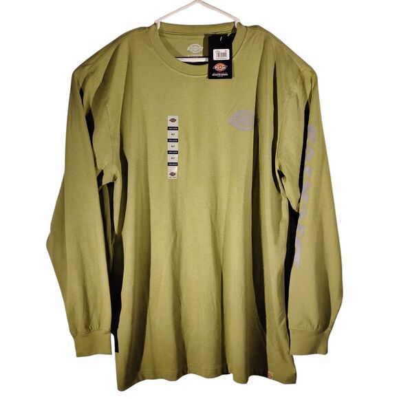 Dickies tshirt mens XLT XL XLarge TALL green graphic tee long sleeve work - Picture 1 of 11